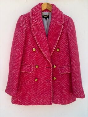 J Crew Pink Diamond Tweed Coat